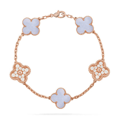 [Favorite]LUCKY CLOVER 5-MOTIF BRACELET - PURPLE CHALCEDONY COLLECTION