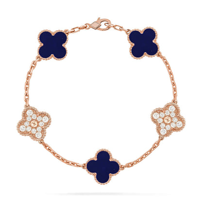 [Favorite]LUCKY CLOVER 5-MOTIF BRACELET - LAPIS LAZULI COLLECTION