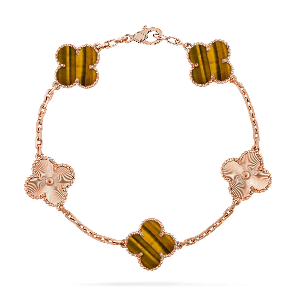 [Favorite]LUCKY CLOVER 5-MOTIF BRACELET -  TIGER’S EYE COLLECTION