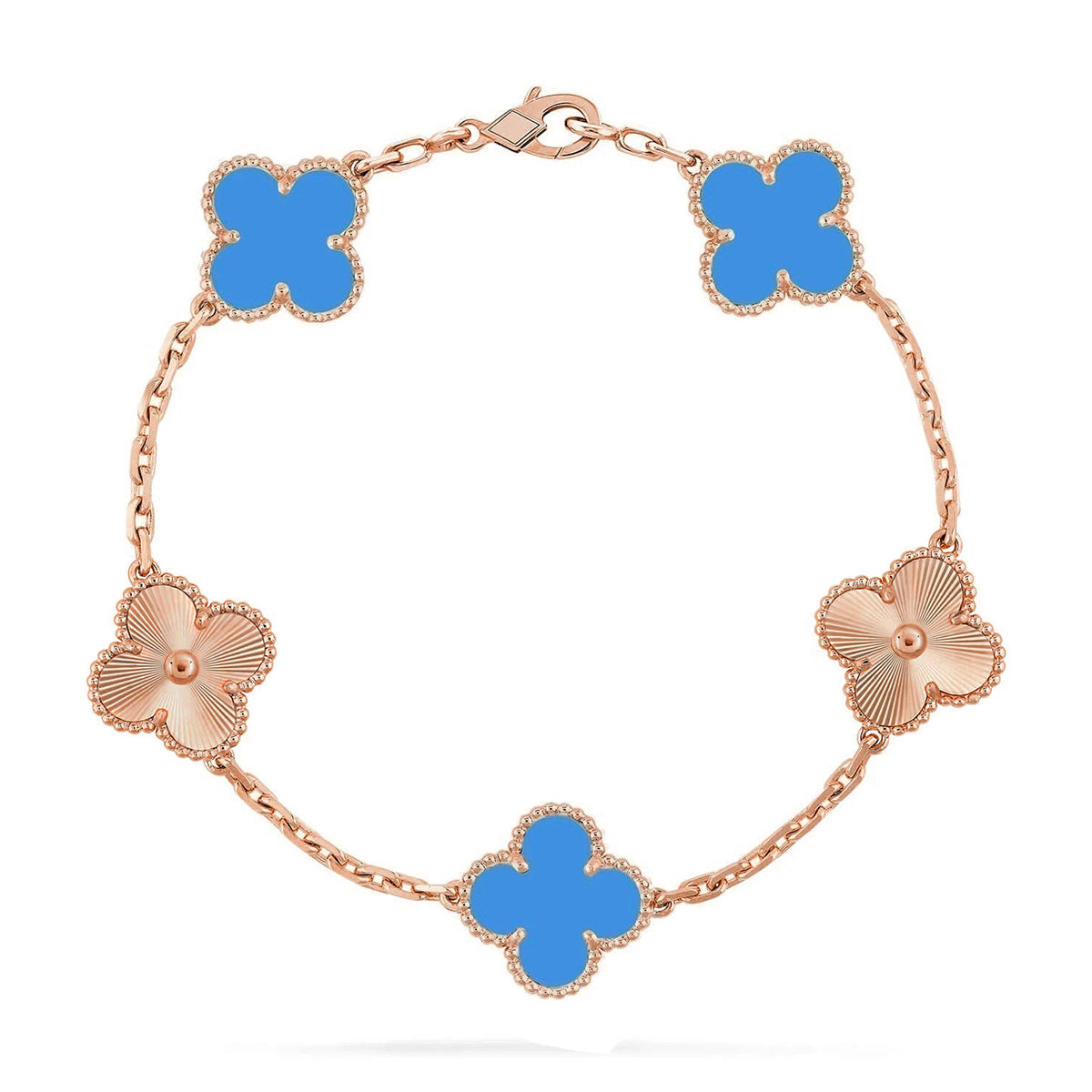 [Favorite]LUCKY CLOVER 5-MOTIF BRACELET - BLUE AGATE COLLECTION