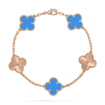 [Favorite]LUCKY CLOVER 5-MOTIF BRACELET - BLUE AGATE COLLECTION