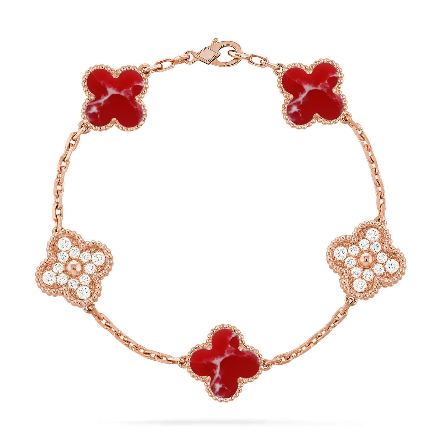 [Favorite]LUCKY CLOVER 5-MOTIF BRACELET - RED LARIMAR COLLECTION