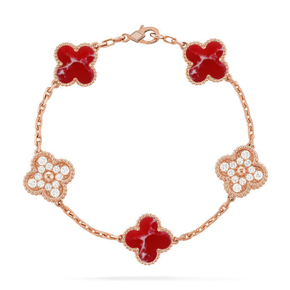 [Favorite]LUCKY CLOVER 5-MOTIF BRACELET - RED LARIMAR COLLECTION