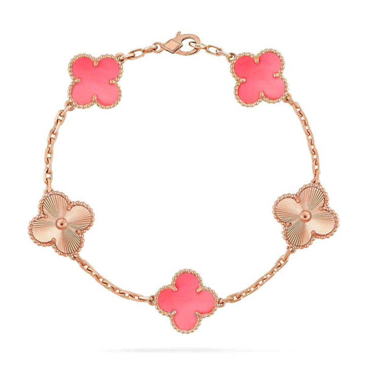 [Favorite]LUCKY CLOVER 5-MOTIF BRACELET - PINK MOTHER-OF-PEARL COLLECTION