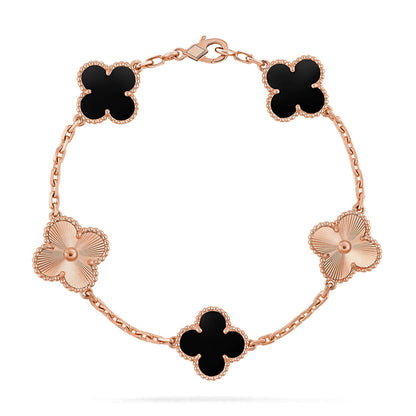 [Favorite]LUCKY CLOVER 5-MOTIF BRACELET - BLACK OXNY COLLECTION