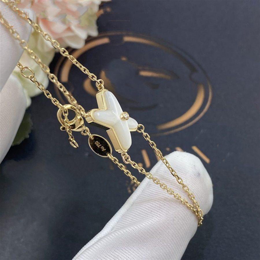 [Favorite]JEUX BRACELET WHITE MOP GOLD 1 DIAMOND