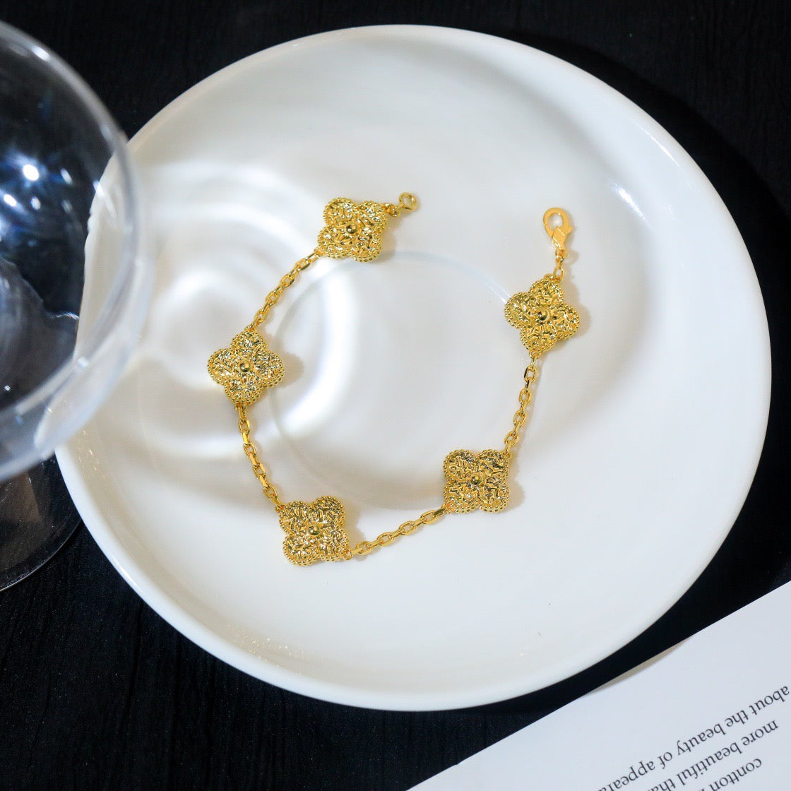 [Favorite]LUCKY CLOVER 5-MOTIF BRACELET - BRONZING