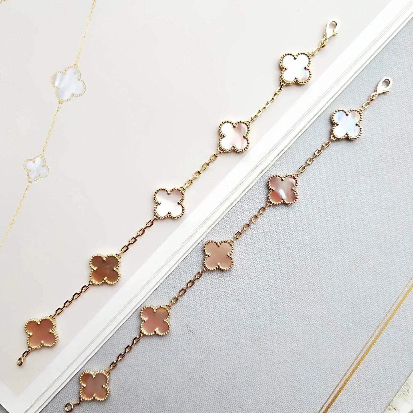 [Favorite]LUCKY CLOVER 5-MOTIF BRACELET - PINK MOTHER-OF-PEARL COLLECTION