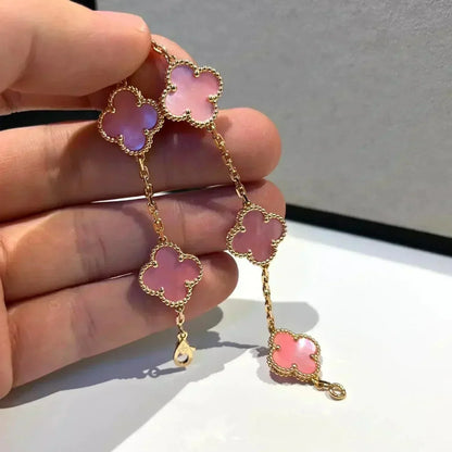 [Favorite]LUCKY CLOVER 5-MOTIF BRACELET - PINK MOTHER-OF-PEARL COLLECTION