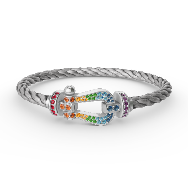 [Favorite]FORCE LARGE HORSESHOE COLORED DIAMOND BRACELET - WHITE GOLD