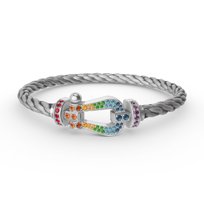 [Favorite]FORCE LARGE HORSESHOE COLORED DIAMOND BRACELET - WHITE GOLD