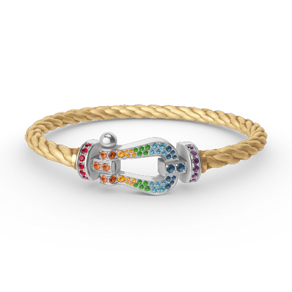 [Favorite]FORCE LARGE HORSESHOE COLORED DIAMOND BRACELET - WHITE GOLD