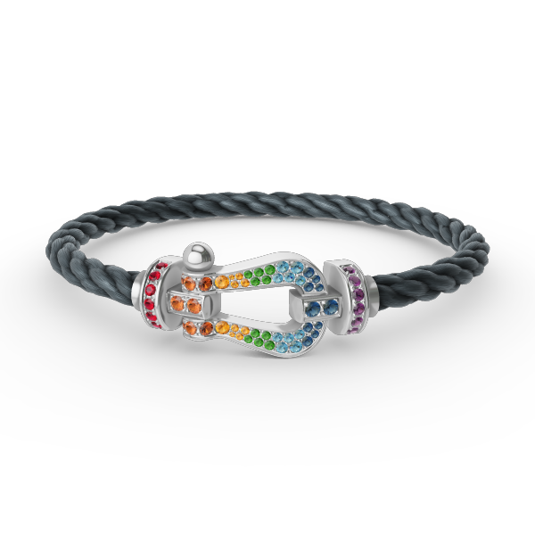 [Favorite]FORCE LARGE HORSESHOE COLORED DIAMOND BRACELET - WHITE GOLD