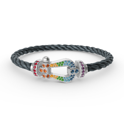[Favorite]FORCE LARGE HORSESHOE COLORED DIAMOND BRACELET - WHITE GOLD