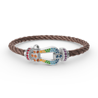 [Favorite]FORCE LARGE HORSESHOE COLORED DIAMOND BRACELET - WHITE GOLD