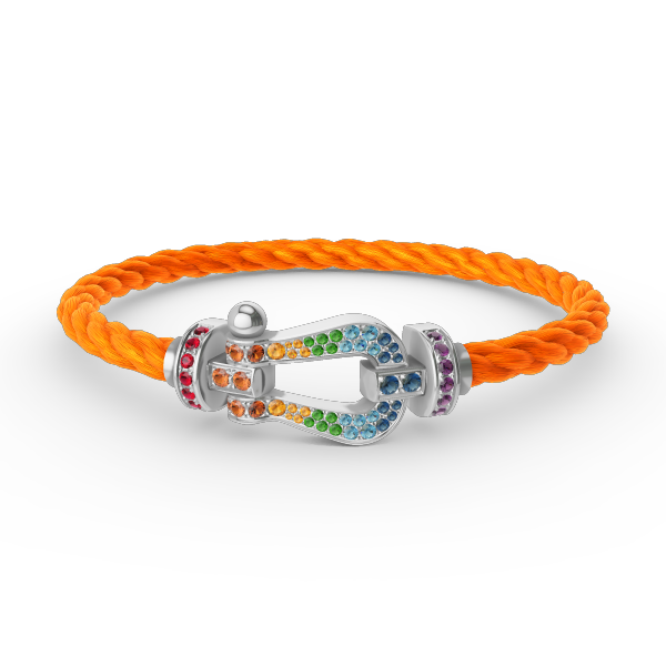 [Favorite]FORCE LARGE HORSESHOE COLORED DIAMOND BRACELET - WHITE GOLD