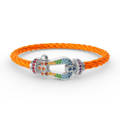 [Favorite]FORCE LARGE HORSESHOE COLORED DIAMOND BRACELET - WHITE GOLD