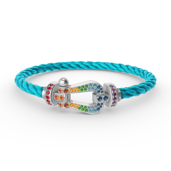 [Favorite]FORCE LARGE HORSESHOE COLORED DIAMOND BRACELET - WHITE GOLD