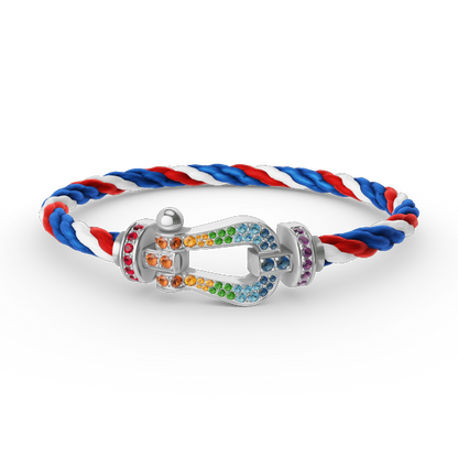 [Favorite]FORCE LARGE HORSESHOE COLORED DIAMOND BRACELET - WHITE GOLD