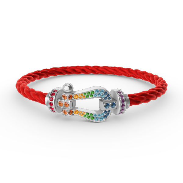 [Favorite]FORCE LARGE HORSESHOE COLORED DIAMOND BRACELET - WHITE GOLD