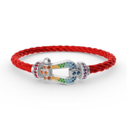 [Favorite]FORCE LARGE HORSESHOE COLORED DIAMOND BRACELET - WHITE GOLD