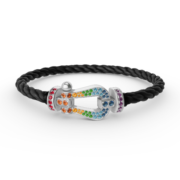 [Favorite]FORCE LARGE HORSESHOE COLORED DIAMOND BRACELET - WHITE GOLD