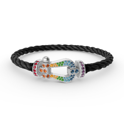 [Favorite]FORCE LARGE HORSESHOE COLORED DIAMOND BRACELET - WHITE GOLD