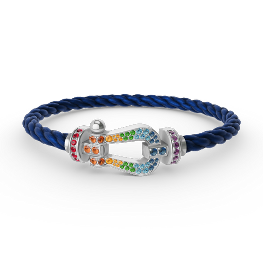 [Favorite]FORCE LARGE HORSESHOE COLORED DIAMOND BRACELET - WHITE GOLD