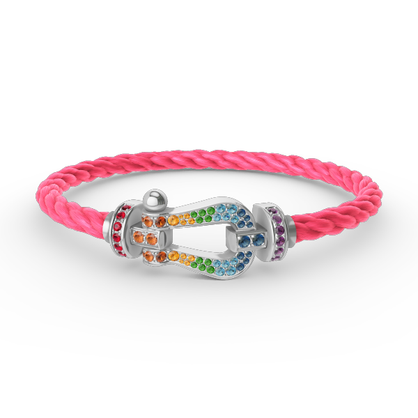 [Favorite]FORCE LARGE HORSESHOE COLORED DIAMOND BRACELET - WHITE GOLD