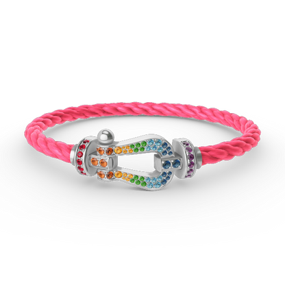 [Favorite]FORCE LARGE HORSESHOE COLORED DIAMOND BRACELET - WHITE GOLD