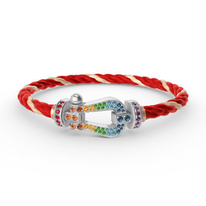 [Favorite]FORCE LARGE HORSESHOE COLORED DIAMOND BRACELET - WHITE GOLD