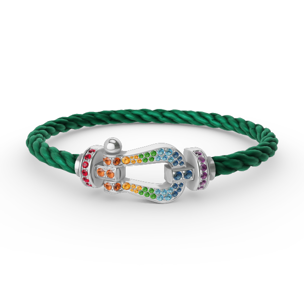 [Favorite]FORCE LARGE HORSESHOE COLORED DIAMOND BRACELET - WHITE GOLD