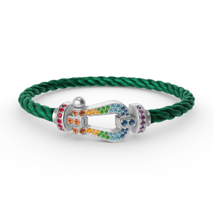 [Favorite]FORCE LARGE HORSESHOE COLORED DIAMOND BRACELET - WHITE GOLD