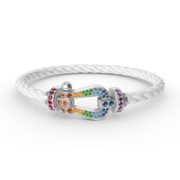 [Favorite]FORCE LARGE HORSESHOE COLORED DIAMOND BRACELET - WHITE GOLD