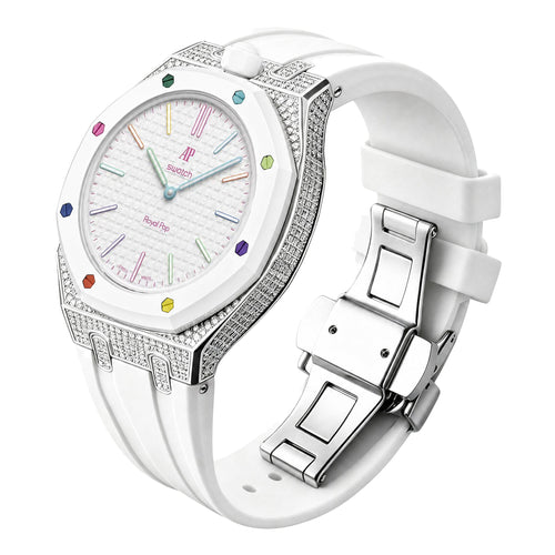 Royal Oak Pop exclusivo con caja de acero, diamantes (moissanita) y correa de silicona
