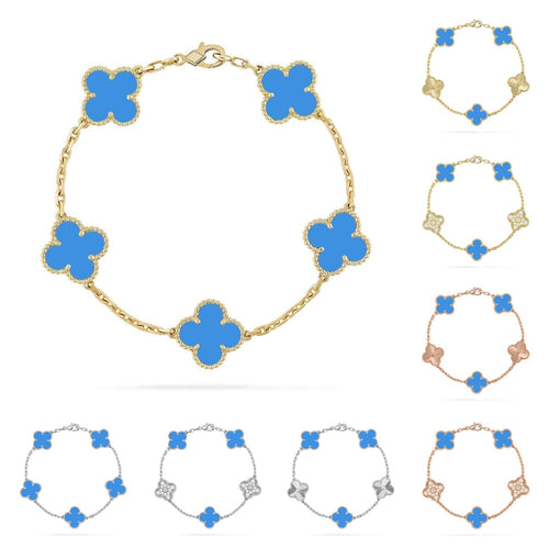 [Favorite]LUCKY CLOVER 5-MOTIF BRACELET - BLUE AGATE COLLECTION