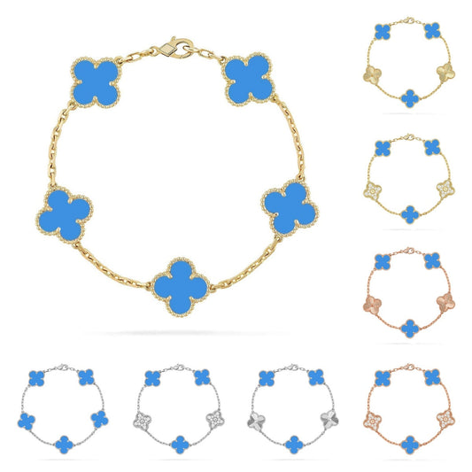 [Favorite]LUCKY CLOVER 5-MOTIF BRACELET - BLUE AGATE COLLECTION