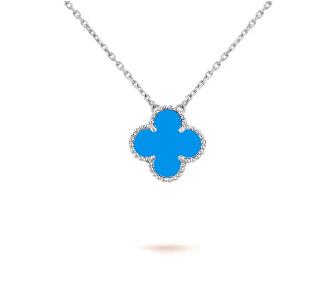 [Favorit]15MM KLEEBLUMEN-ANHÄNGERKETTE WEISSGOLD KOLLEKTION