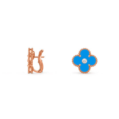 [Favorite]15MM クローバー フラワー スタッド ピアス ダイヤモンド ローズゴールド コレクション