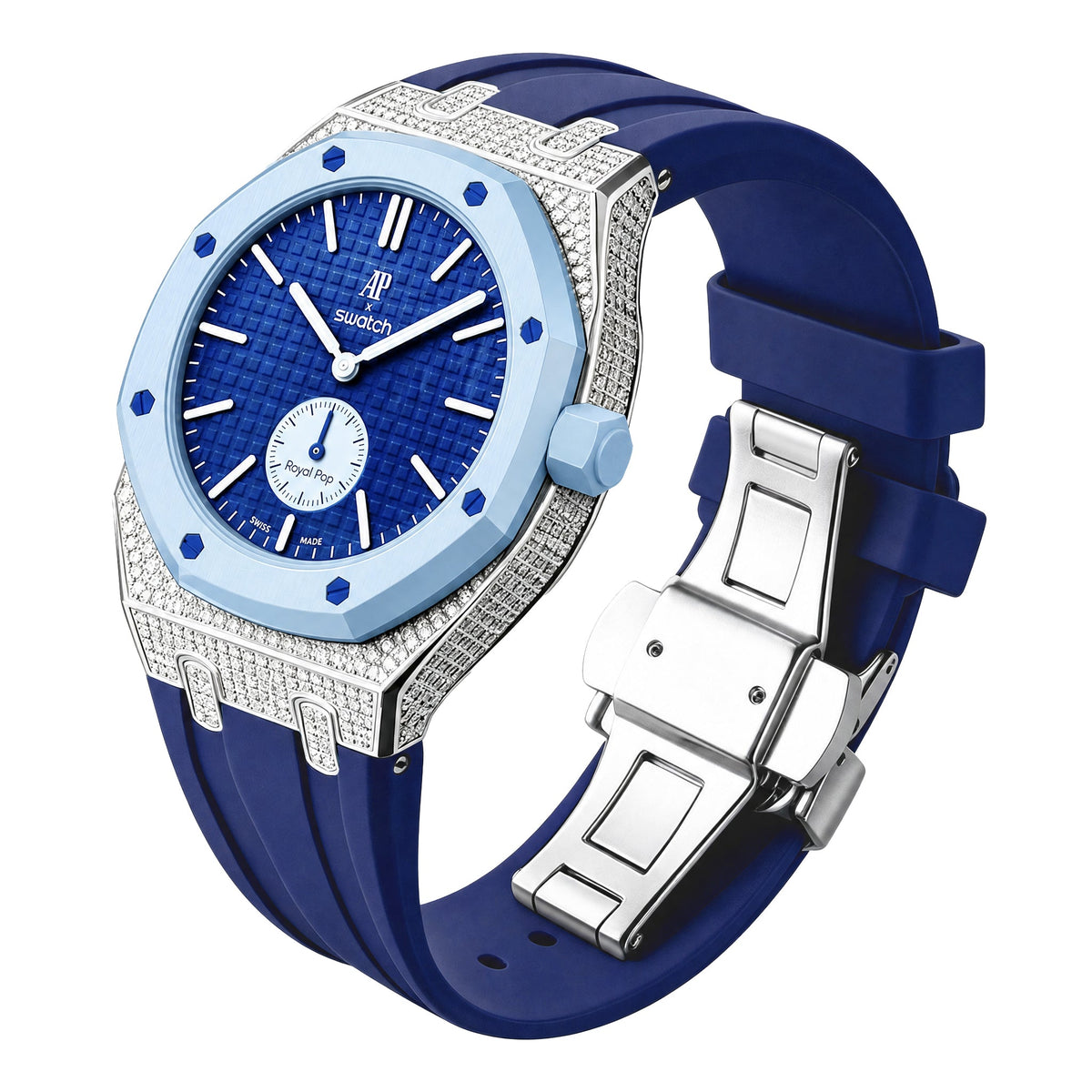 Royal Oak Pop exclusivo con caja de acero, diamantes (moissanita) y correa de silicona