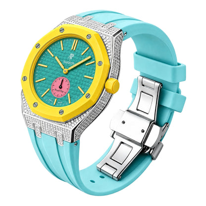 Royal Oak Pop exclusivo con caja de acero, diamantes (moissanita) y correa de silicona