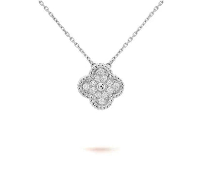 [Favorit]15MM KLEEBLUMEN-ANHÄNGERKETTE WEISSGOLD KOLLEKTION