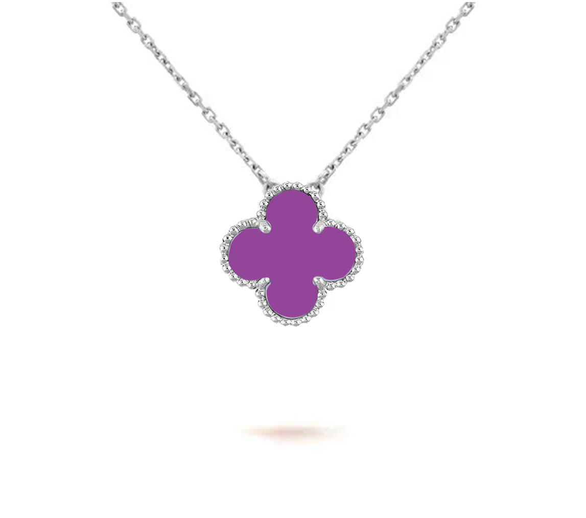 [Favorit]15MM KLEEBLUMEN-ANHÄNGERKETTE WEISSGOLD KOLLEKTION