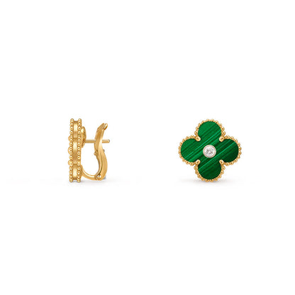 [Favorite]15MM CLOVER FLOWER STUD EARRINGS DIAMOND-GOLD COLLECTION