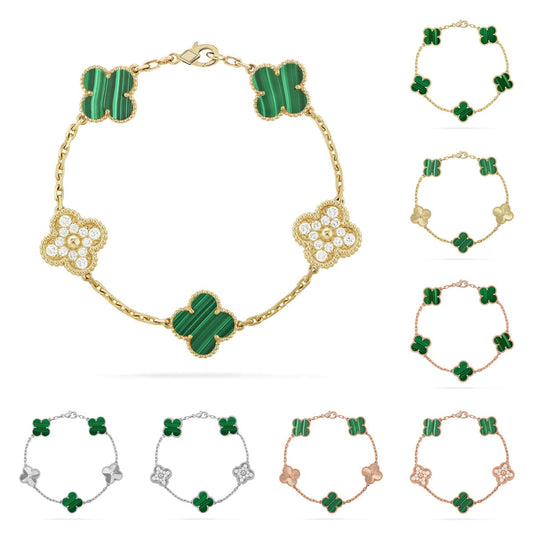 [Favorite]LUCKY CLOVER 5-MOTIF BRACELET - MALACHITE COLLECTION