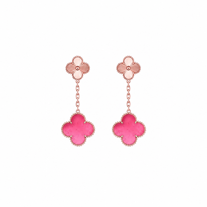 [Favorite]NEW CLOVER 2 MOTIF PINK ENAMEL EARRINGS