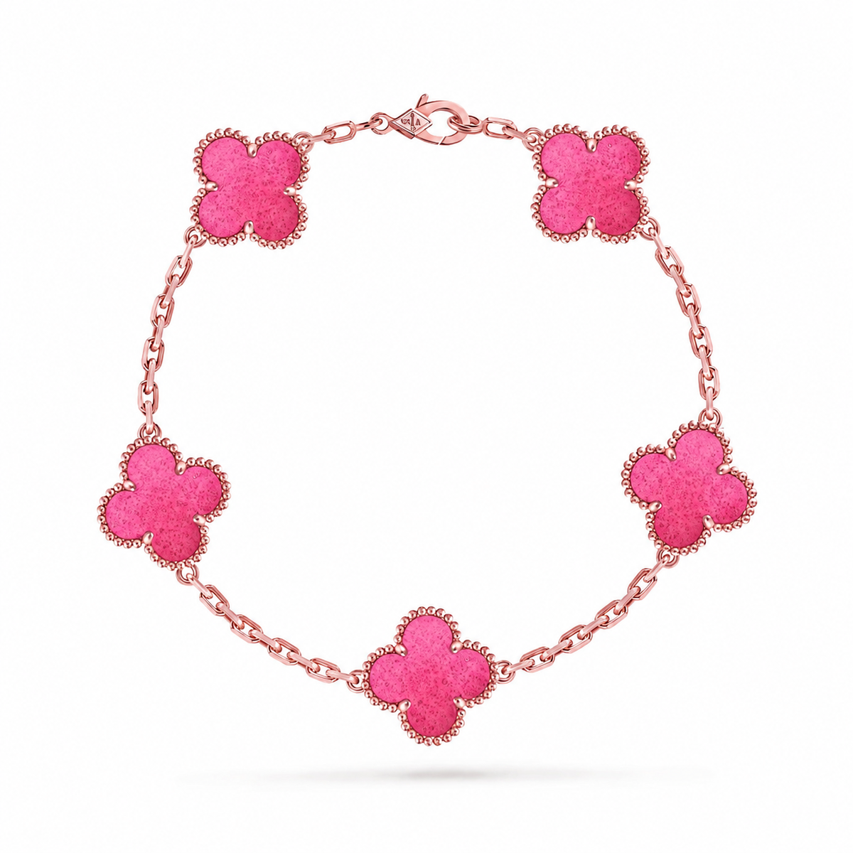 [Favorite]NEW CLOVER 5 MOTIFS PINK ENAMEL BRACELET