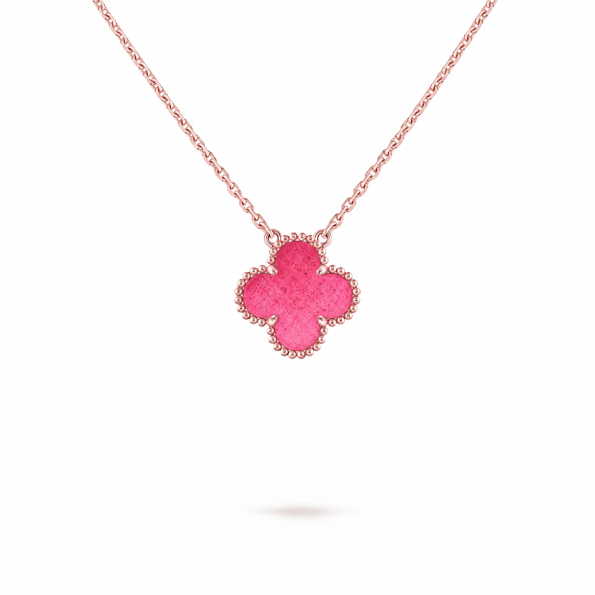 [Favorite] NEW CLOVER 15MM PINK ENAMEL NECKLACE