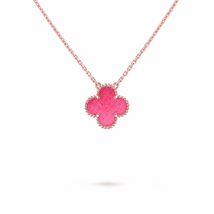 [Favorite] NEW CLOVER 15MM PINK ENAMEL NECKLACE