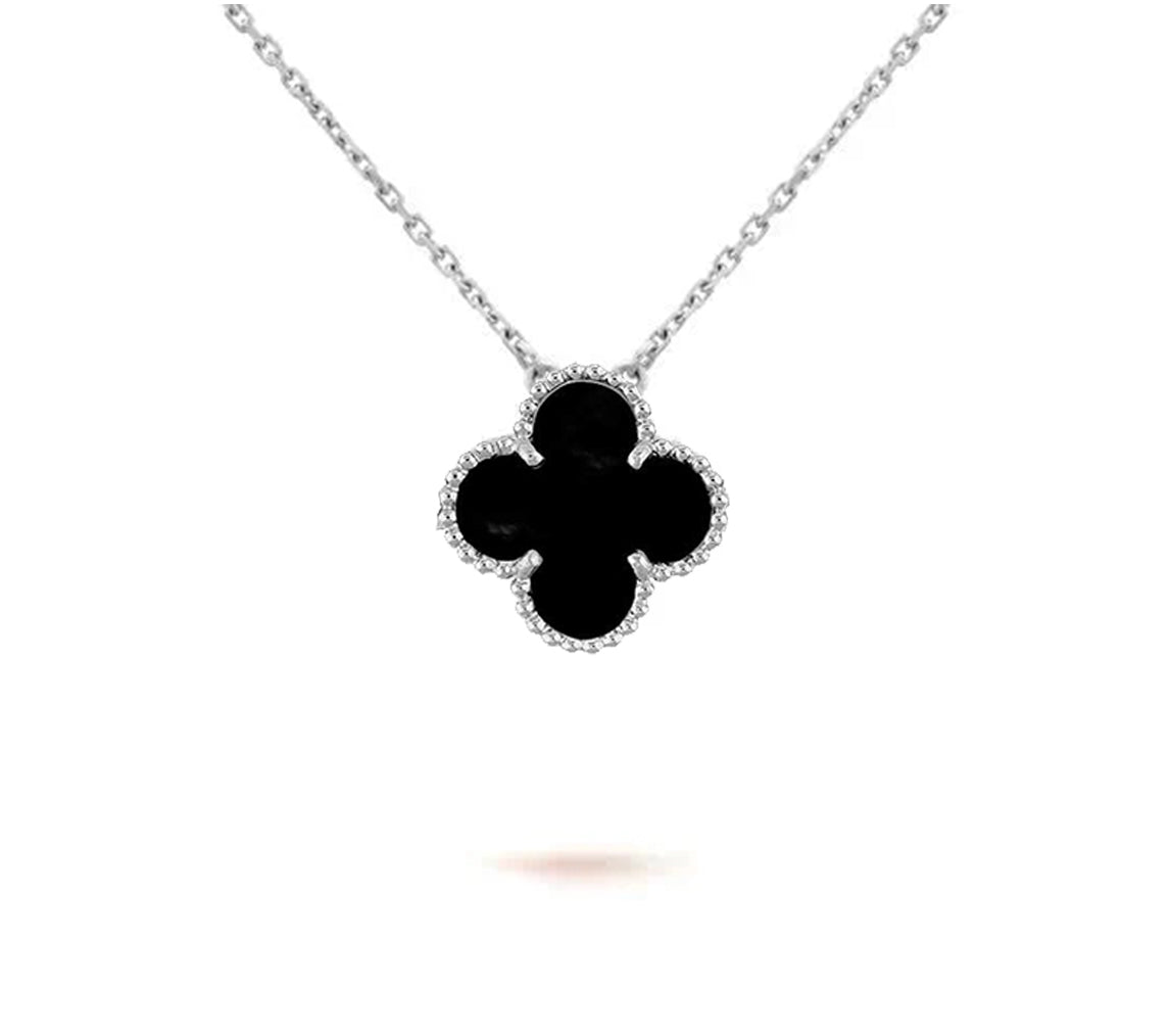[Favorit]15MM KLEEBLUMEN-ANHÄNGERKETTE WEISSGOLD KOLLEKTION